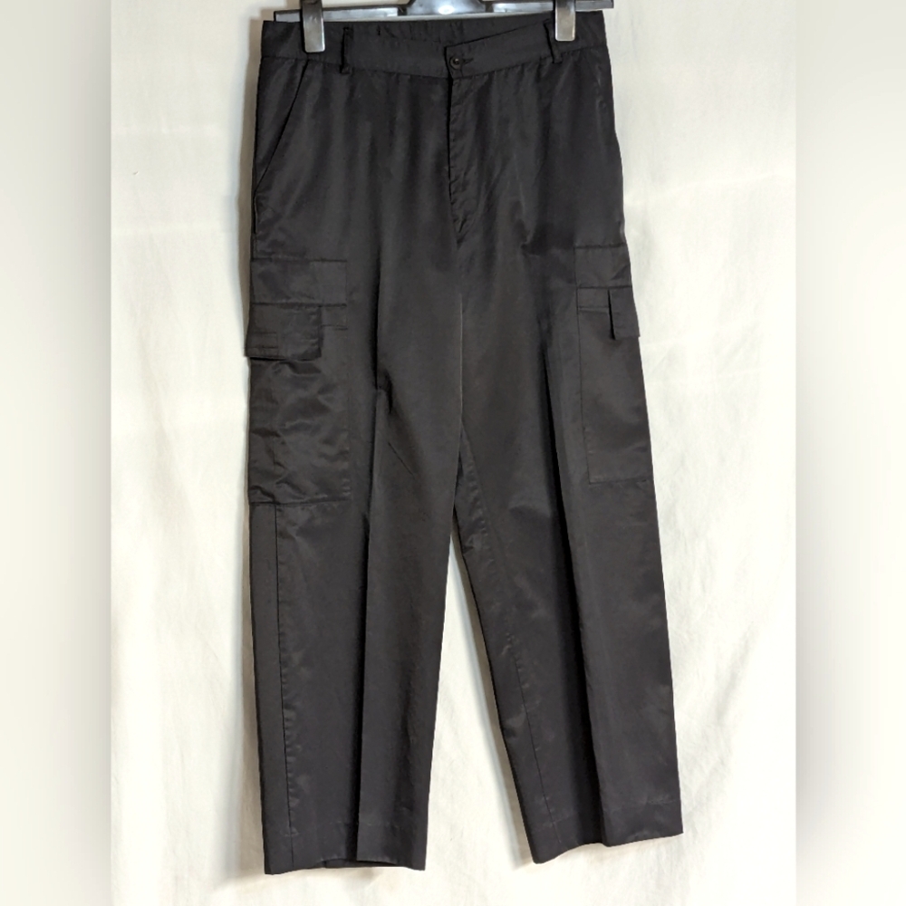 Steph Paris Cargo Black Pants Made In France EU 44. US 12 Hook & Loop Pockets